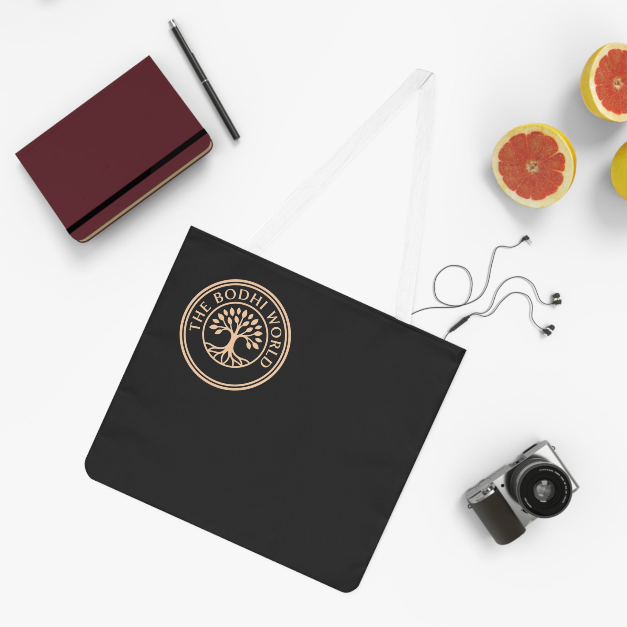 Bodhi World Tree of Life Black Shoulder Tote | Mindful Everyday Carry