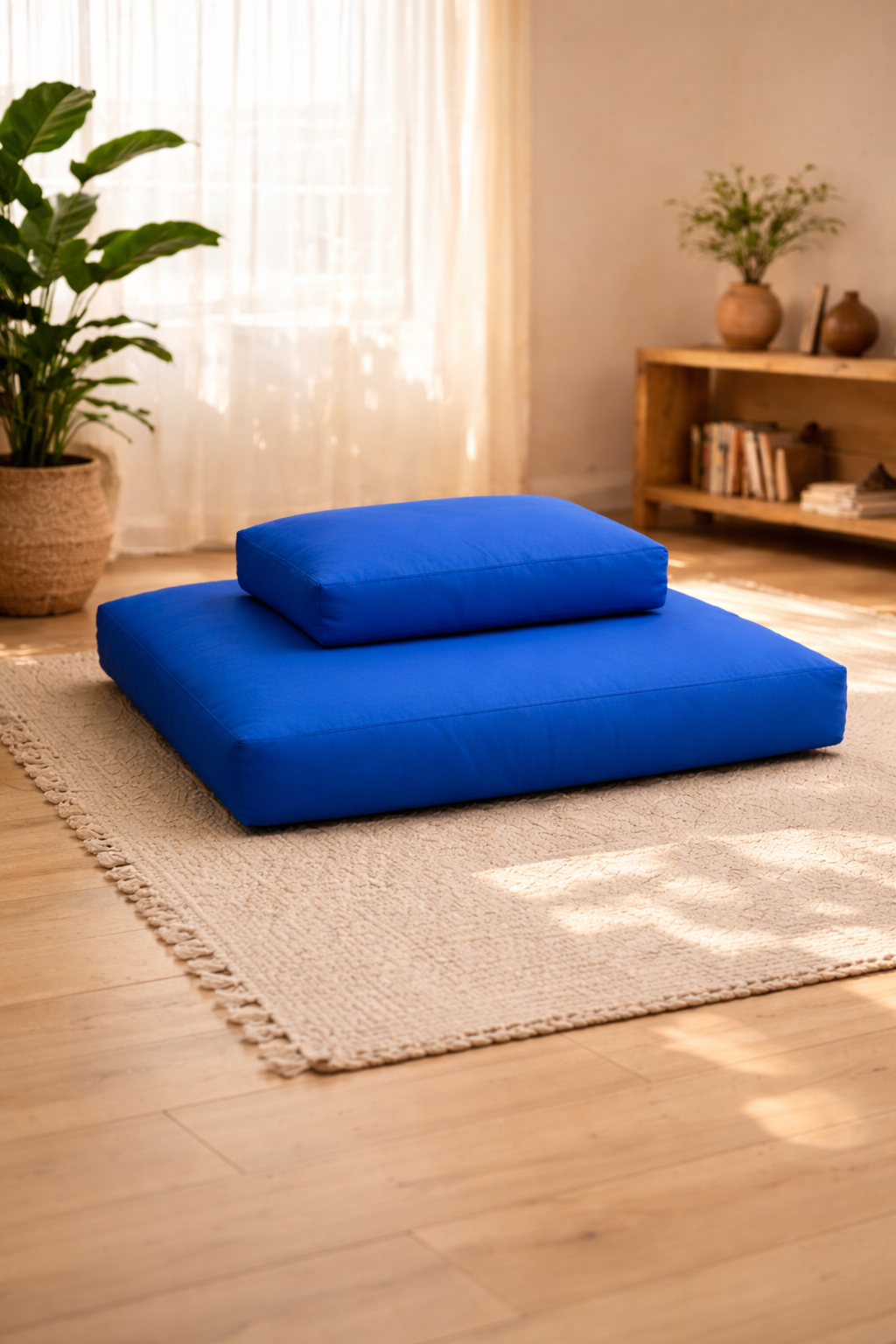 The Bodhi Meditation Cushion Set — hand-stitched zafu + zabuton for longer, calmer sits